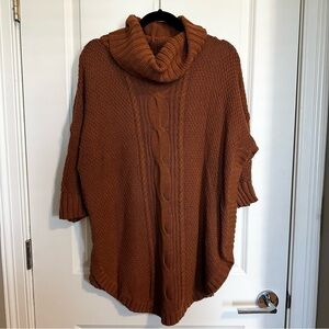 Express Rust Cable Knit Cowl Sweater